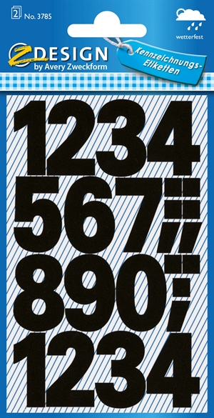 Avery étiquettes manuelles numéros 0-9 25 mm noir mm, 48 pièces.